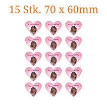 15 Stück essbare Bilder herzförmig 70 x 60mm