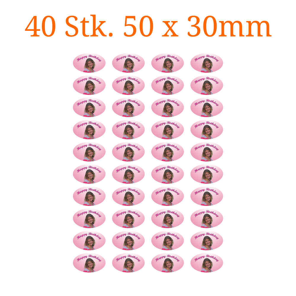 40 Stück essbare Bilder ovale 50 x 30mm