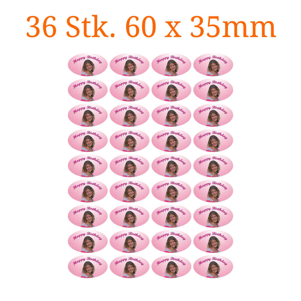 36 Stück essbare Bilder ovale 60 x 35mm