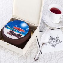 Sachertorte rund DM 15cm in Holzkassette