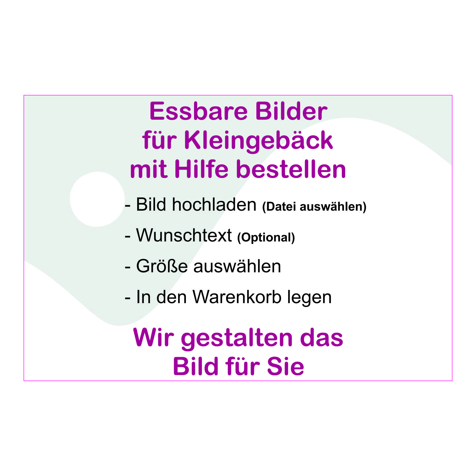 Produktbild Kleingebäck rechteckig Querformat mit Hilfe