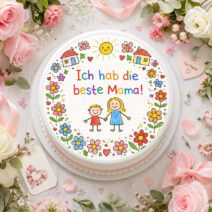 Ich hab die beste Mama Tortenbild im Kinder Zeichnung Look Essbar