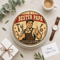 Vatertag rund Bester Papa Retro Handwerker